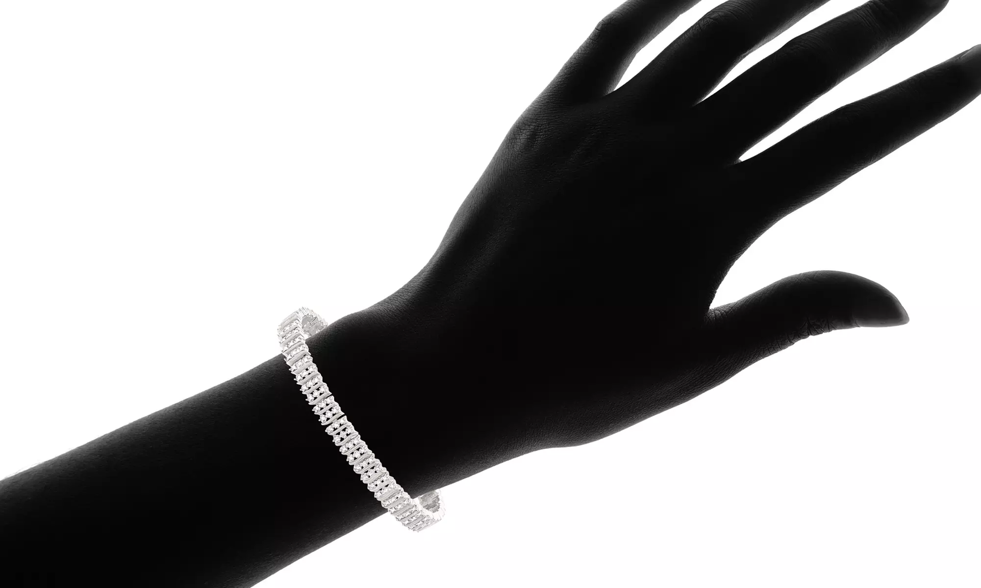 Three Row Diamond Accent Tennis Bracelet - Second Medium