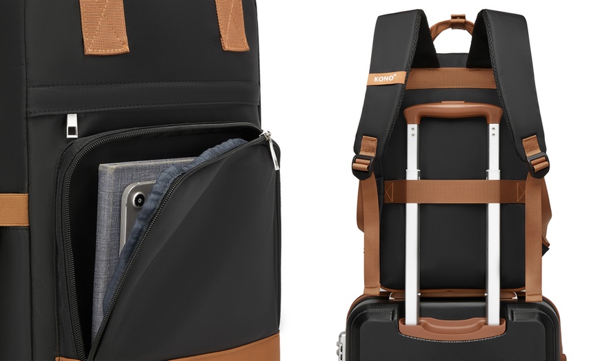 Image 6: KONO wasserabweisender Rucksack mit Laptopfach und USB-Anschluss