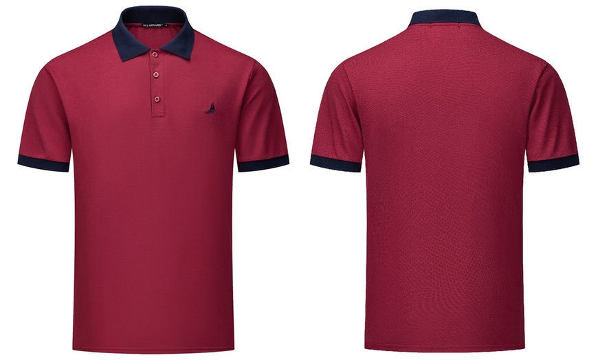 Image 3: Men's Contrast-Collar Polo