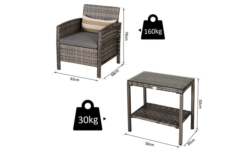 Image 5: Outsunny Rattan-Effect Bistro Furniture Set