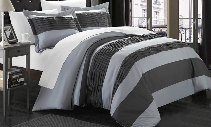 3-Piece Ruched Duvet Cover Set | Groupon Goods