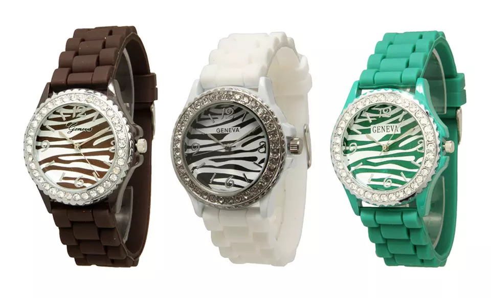 $7.99 for a Geneva Women's Crystal-Embellished Watch ($19.99 List Price). 13 Options Available. Free Returns. - Second Medium