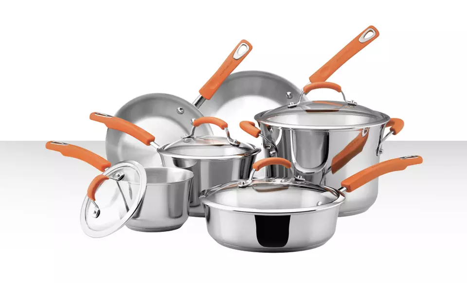 Rachael Ray 10-Piece Stainless Steel Cookware Set. Free Returns. - Primary Image