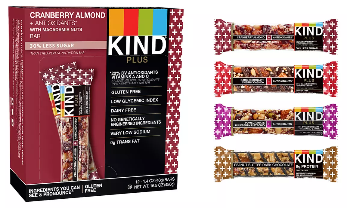 KIND Plus Bars (24-Pack) Gluten Free, Multiple Flavors Available - Primary Image