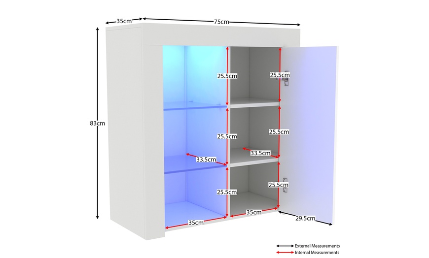 Image 2: Vida Designs Azura One-Door LED Sideboard