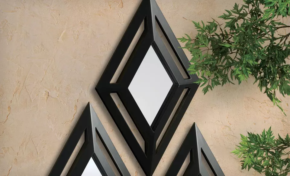 $16.99 for a Three-Piece Elements 12-Inch Black Diamond-Shaped Mirror Set ($30 List Price). Free Shipping and Returns. - Primary Image