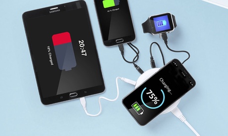 Caricatore wireless con 3 porte USB Smartek SMTK5955, per smartphone