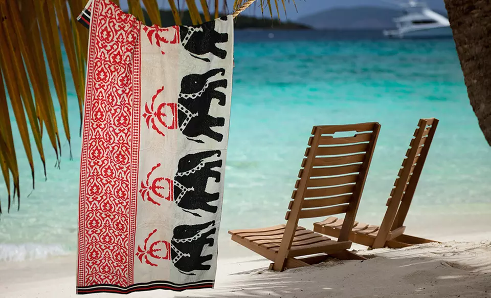 Set of Two Zanzibar 30"x60" Animal-Print Beach Towels - Primary Image