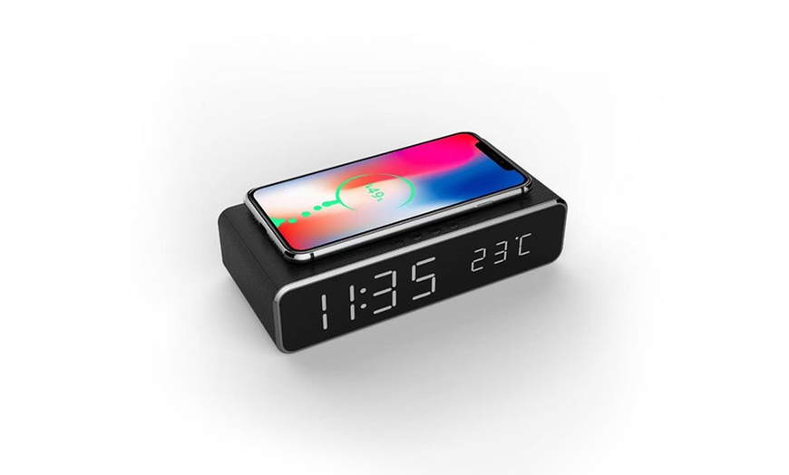 Image 3: One or Two LED Alarm Clocks with Wireless Charger