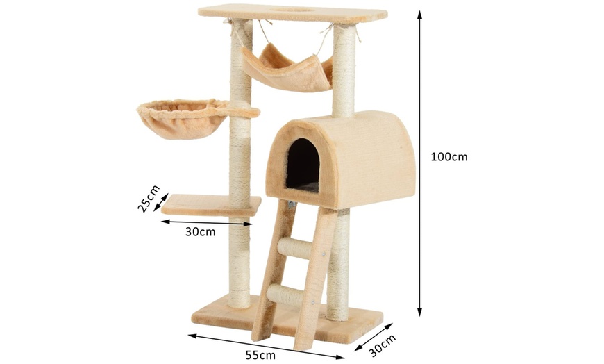 Image 4: Pawhut 100cm Cat Scratching Activity Tree