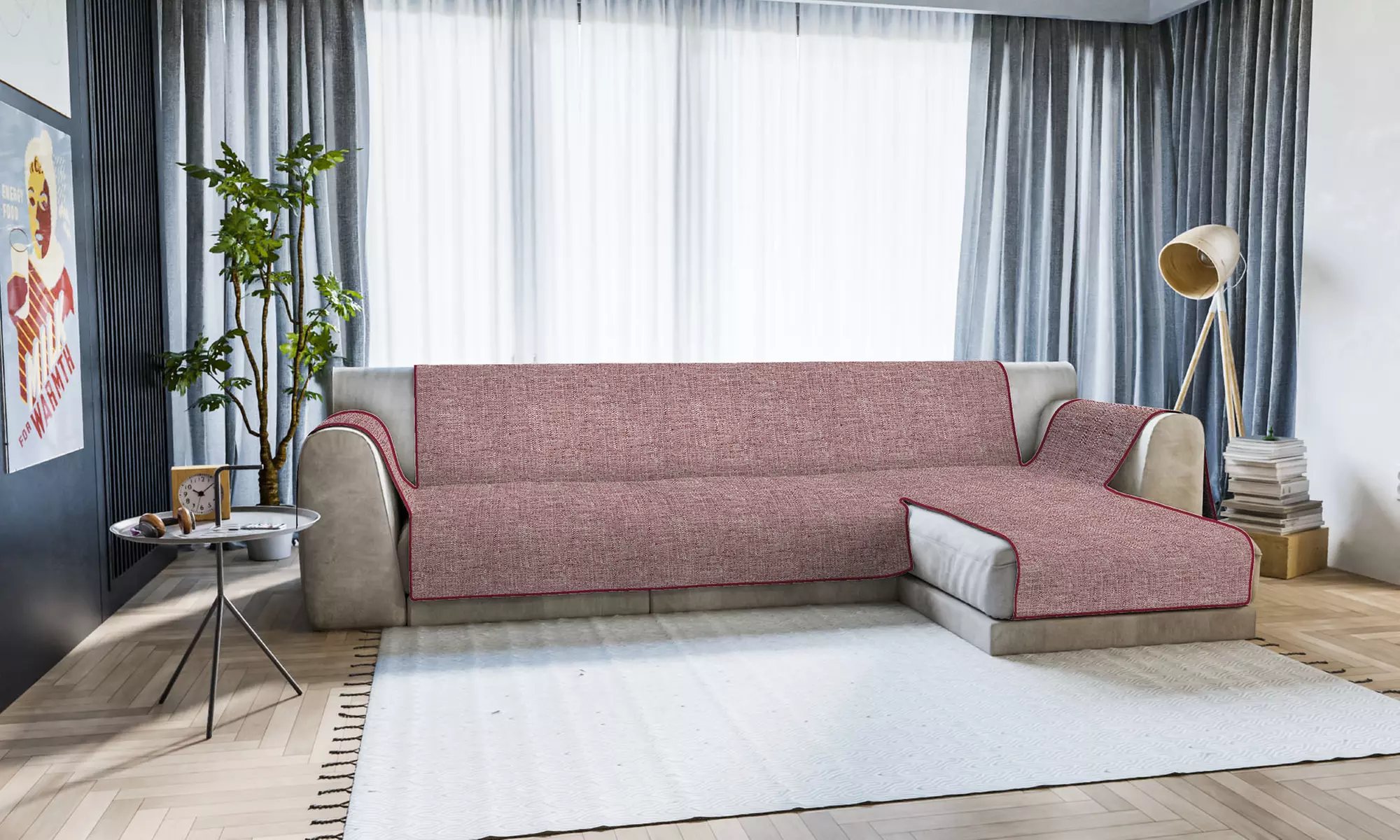 Copridivano antiscivolo con penisola