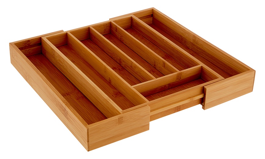 Image 12: Expandable Bamboo Cutlery Tray