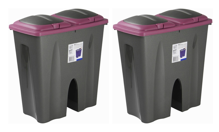 Image 8: Double Recycling Waste Bin 50L