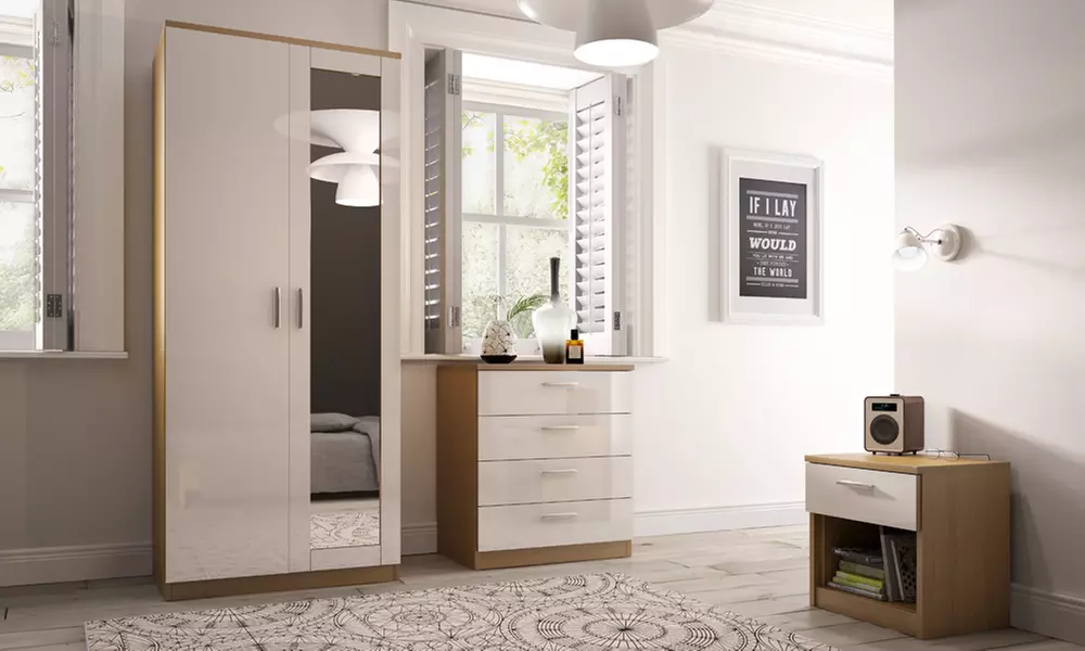 Melbourne Bedside Chest (£29.95) Drawer Chest (£49.94) or Bedroom Set (£159.95) With Free Delivery (Up to 58% Off) - Primary Image