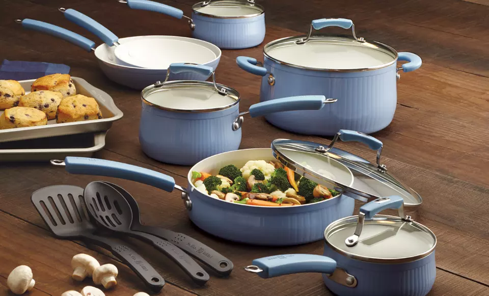 Paula Deen Savannah Collection 17-Piece Cookware Set in Blueberry or Red. Free Returns. - Primary Image
