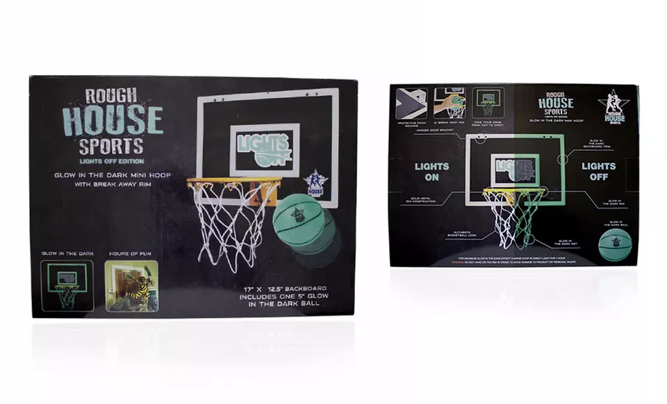 Lights-Off Glow in the Dark Mini Basketball Hoop. Free Returns. - Second Medium