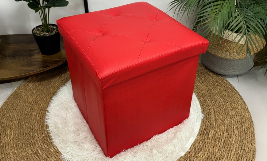 Image 5: Puf cuadrado en ecopiel con almacenamiento