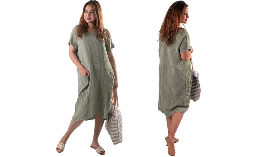 Image 7: Women's Plain Cotton Midi Dress with Pockets