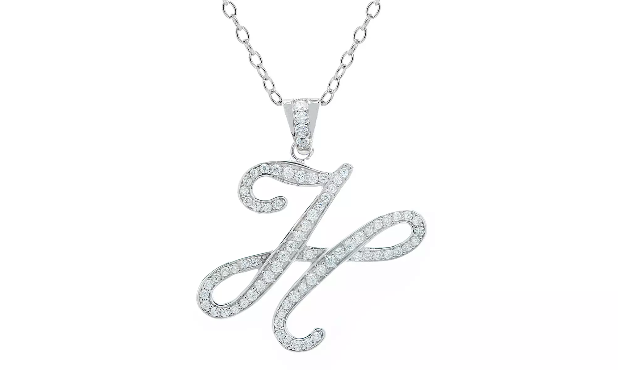 Script Initial Pendant Necklaces in Sterling Silver
