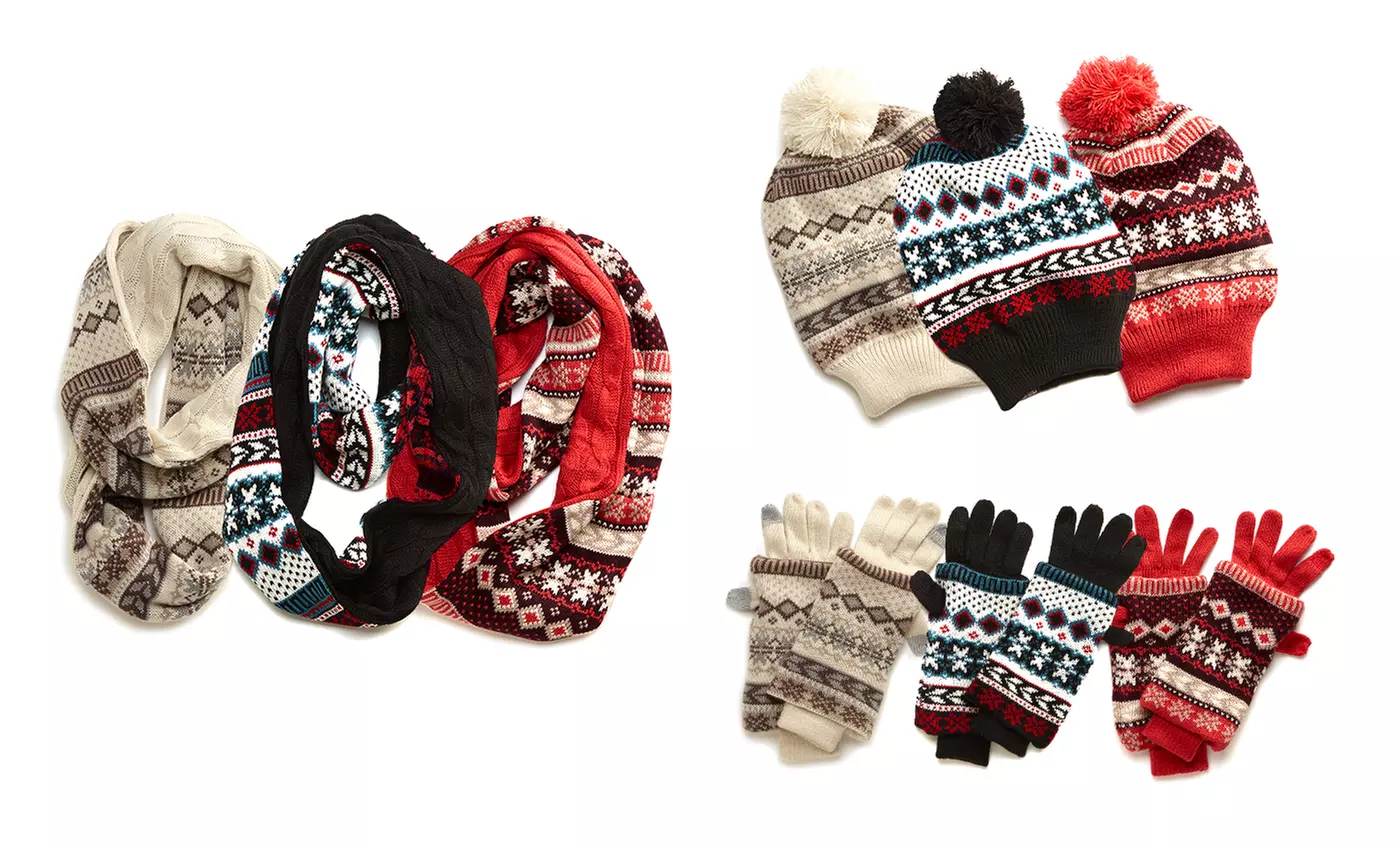 Muk Luks Women's Convertible Hat, Gloves, and Scarf Set - Primary Image