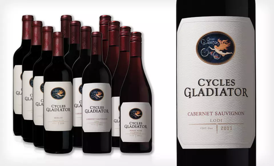 6 or 12 Bottles of Cycles Gladiator Red Wine (Up to 40% Off). Shipping Included. - Second Medium