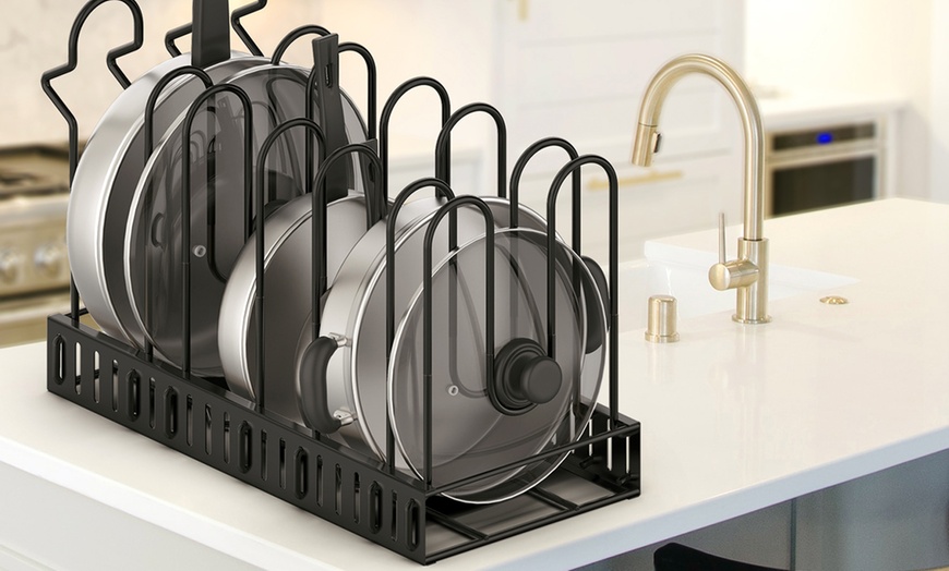 Image 2: Adjustable Kitchen Pan Rack