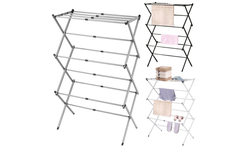 Image 2: Three-Tier Extendable Clothes Airer