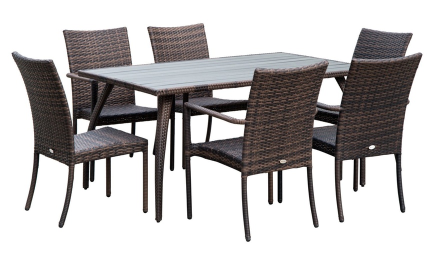 Image 13: Outsunny 7-Piece Rattan Dining Sets