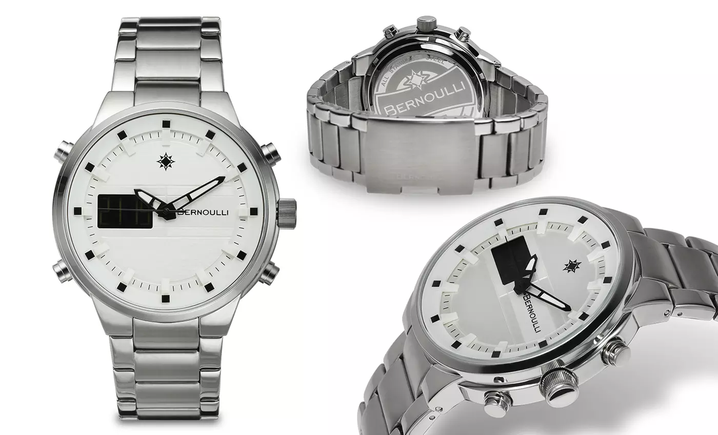 Bernoulli Merrow Men's Analog/Digital Watch in Surgical Steel - Second Medium