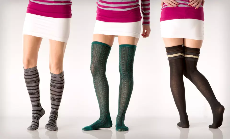 One Four-Pack of Chinese Laundry Knee-High or Over the Knee Socks (Up to 65% Off). Multiple Options Available. - Second Medium
