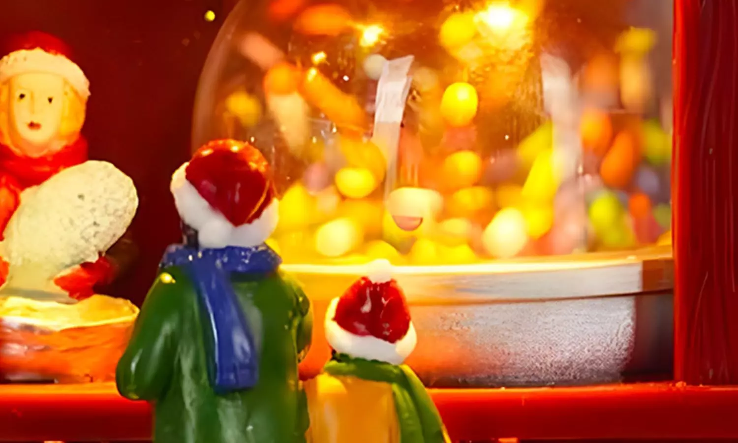 Weihnachtliche Szene mit Musik und Beleuchtung