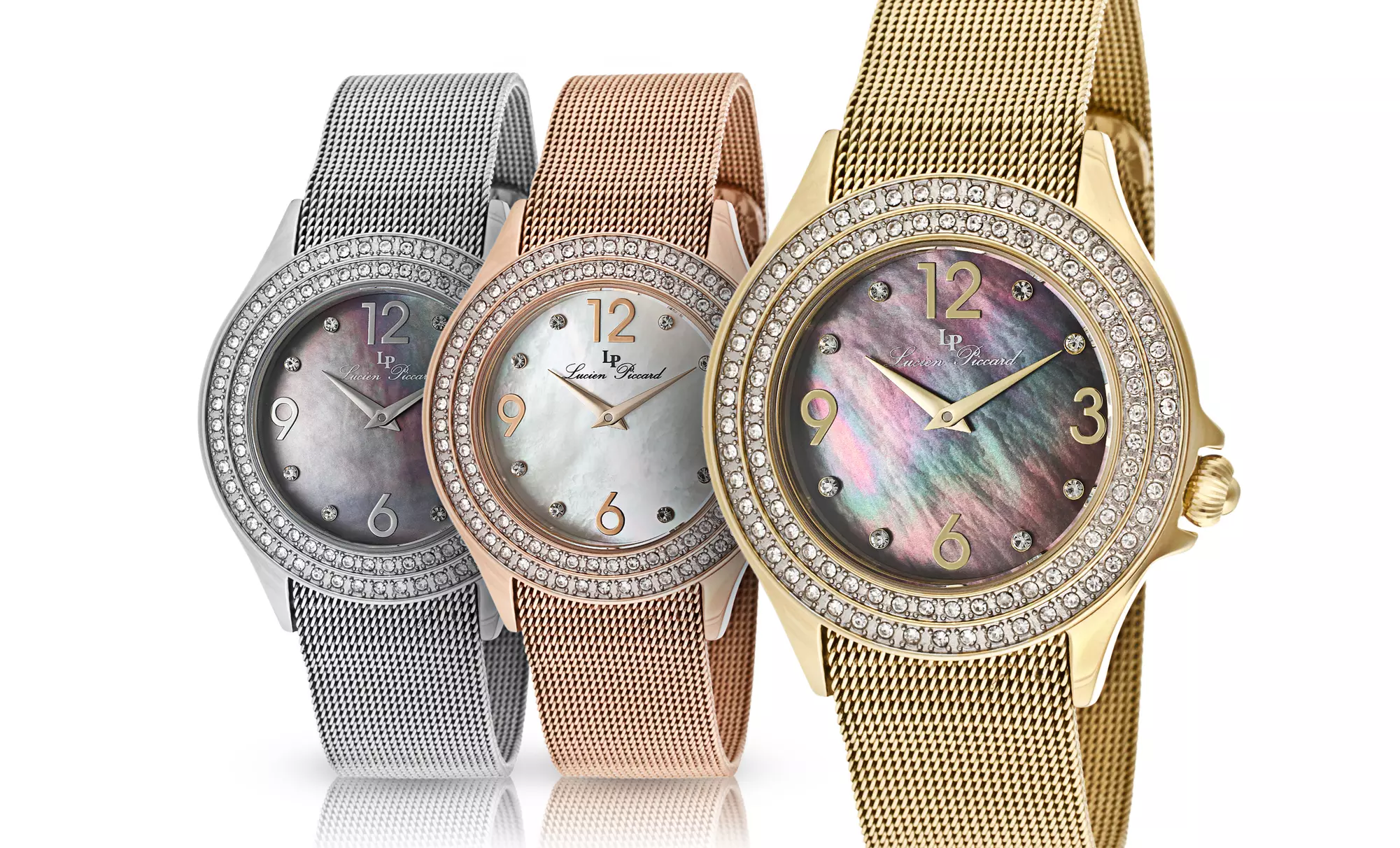 Lucien Piccard Women's Stainless Steel Watch with Balmhorn Austrian Crystal Bezel - Primary Image