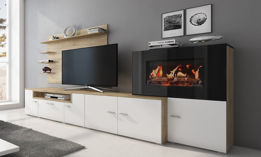 Image 7: Mueble de salón con chimenea eléctrica