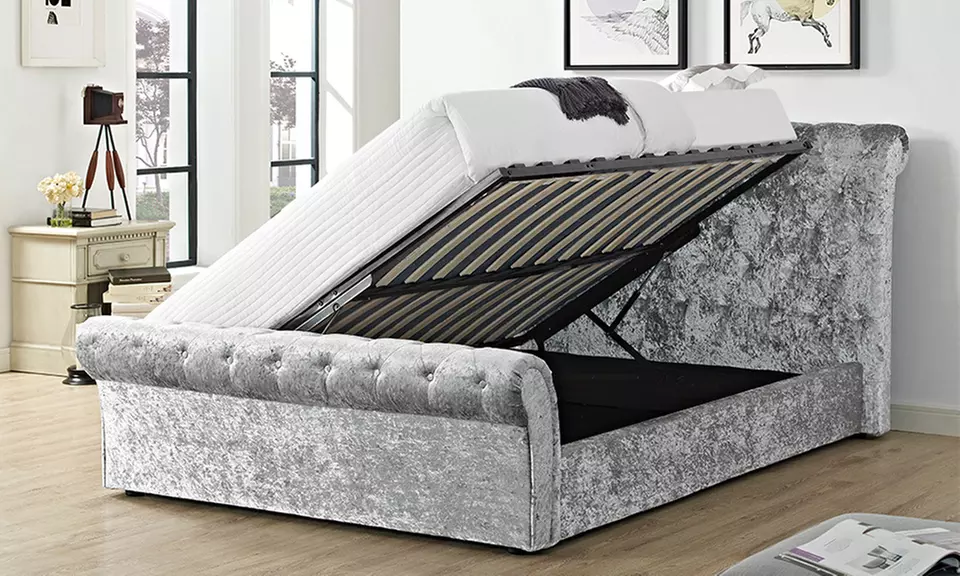 Cavendish Crushed Velvet Storage Bed with optional Orthopedic Mattress With Free Delivery - Primary Image