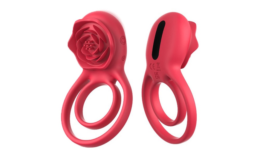 Image 1: 7 Vibrations Male Couple Sex Toy with Rose Clitoral Stimulator