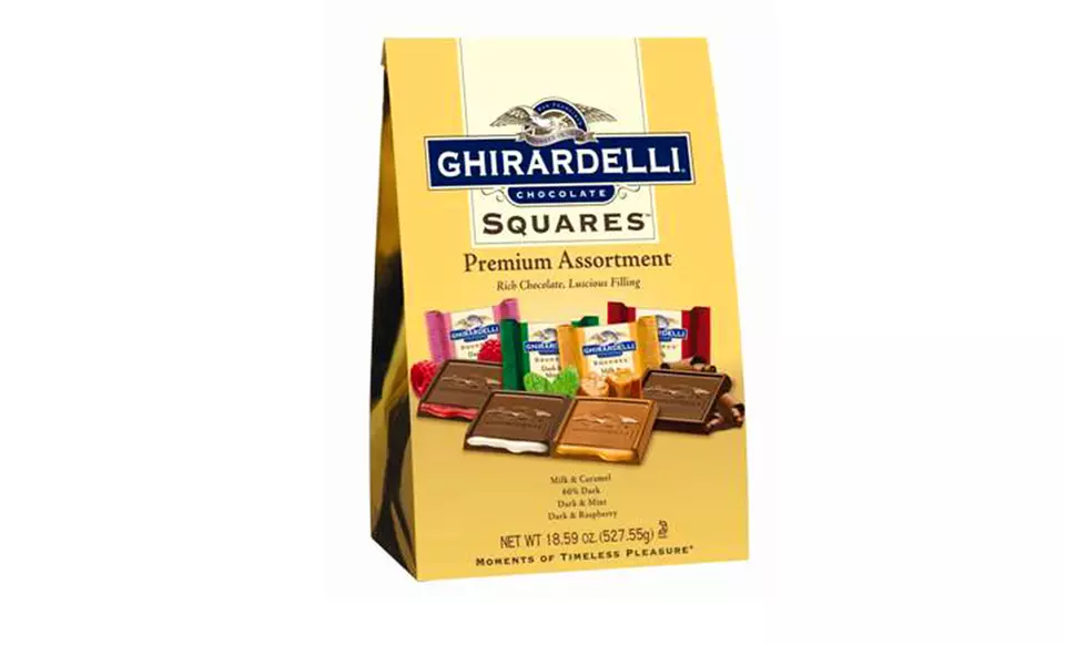Ghirardelli Assorted Chocolate Squares. Decorative Tin or Extra-Large Bag Available from $14.99–$16.99. - Second Medium