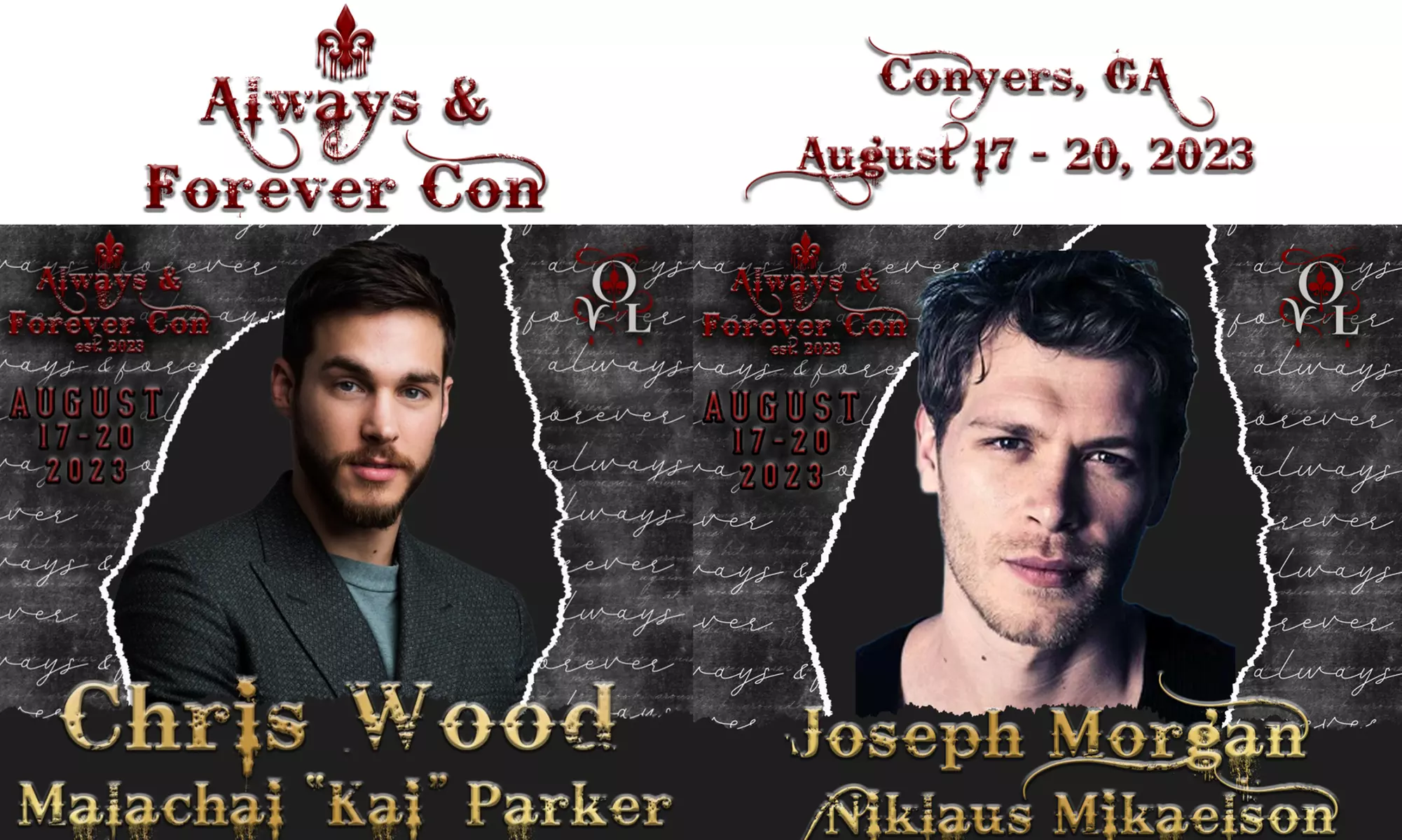 Aug 17-20: Always and Forever Con featuring Joseph Morgan, Phoebe Tonkin, Chris Wood and more at Olde Towne Coyers - Primary Image