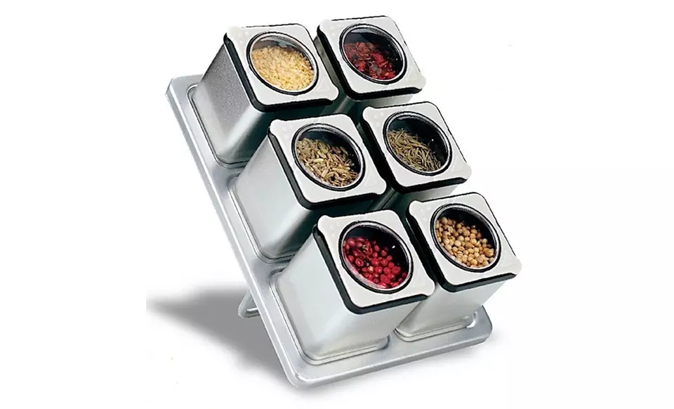 Magnetic Spice Rack with 6 Tin Jars - Second Medium