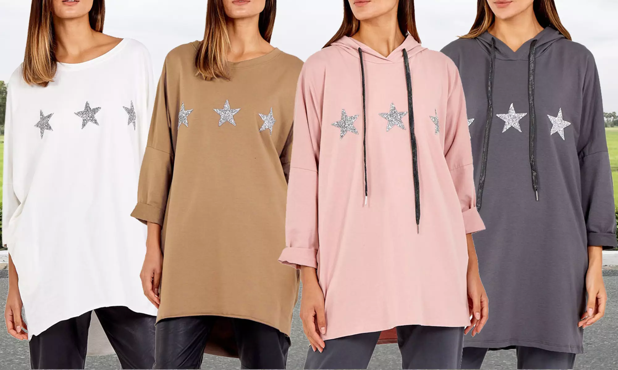 Women's Oversized Star-Detailed Sweatshirt or Hoodie