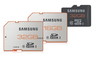 Samsung 16GB or 32GB SDHC or 32GB microSD Flash Memory Cards