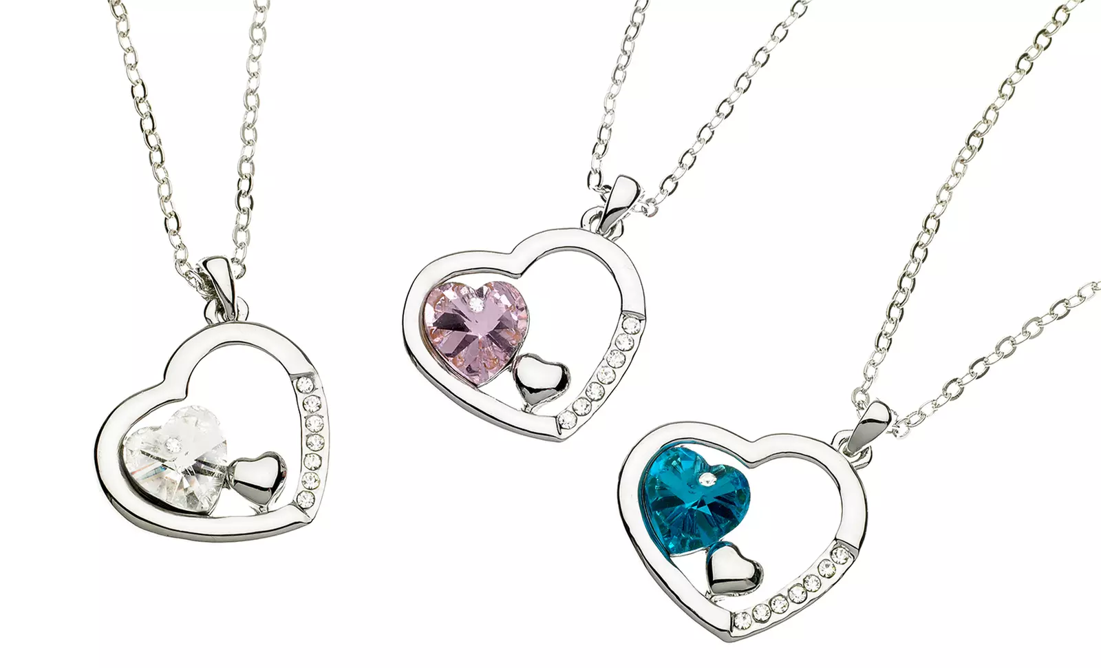 Swarovski Elements Heart-in-Heart Necklace. Multiple Options Available. Free Returns. - Primary Image