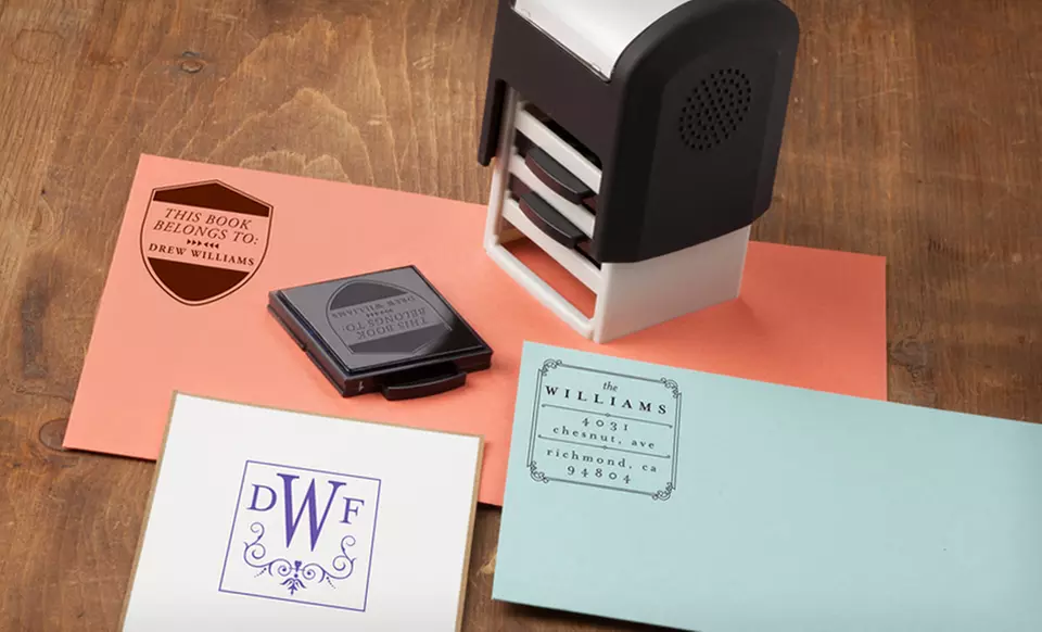 Custom Self-Inking Stampers from Mason Row (Up to 55% Off). Three Options Available. Free Shipping. - Primary Image