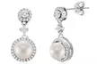 Nina & Grace Cultured Freshwater Pearl & CZ Halo Drop Earrings in Sterling Silver - Second Medium