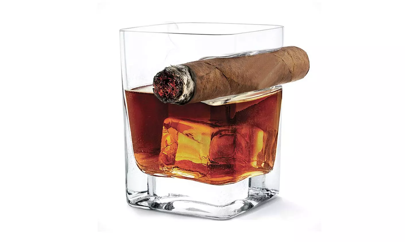 Whiskey Glass with Indented Cigar Rest (1- or 2-Pack) - Primary Image
