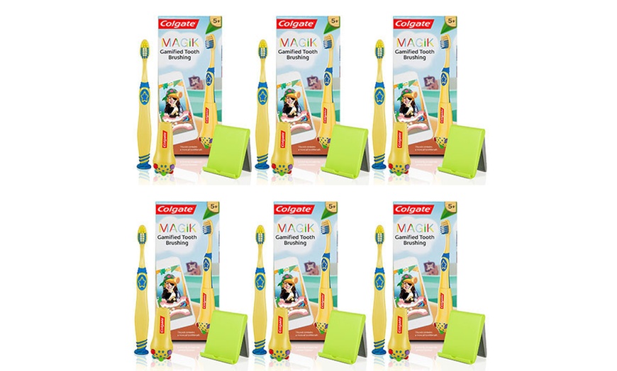 Image 4: 4, 5 or 6 Colgate Magik Manual Toothbrush for Kids with Phone Holder