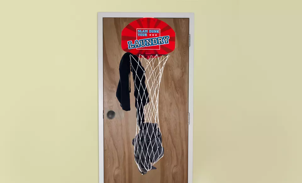 Dunk Your Laundry Basketball Hoop Hamper. Free Returns. - Primary Image