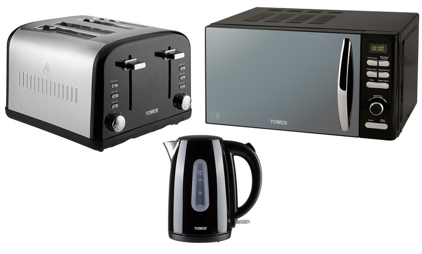 Image 1: Tower Microwave, Kettle and Toaster