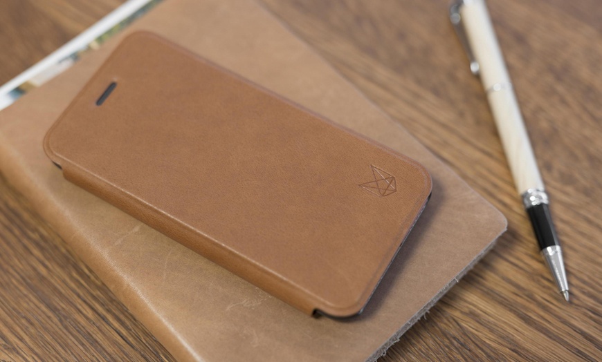 Image 2: Leather Folio Case for iPhone