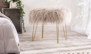 Faux Fur Stool with Hairpin Legs