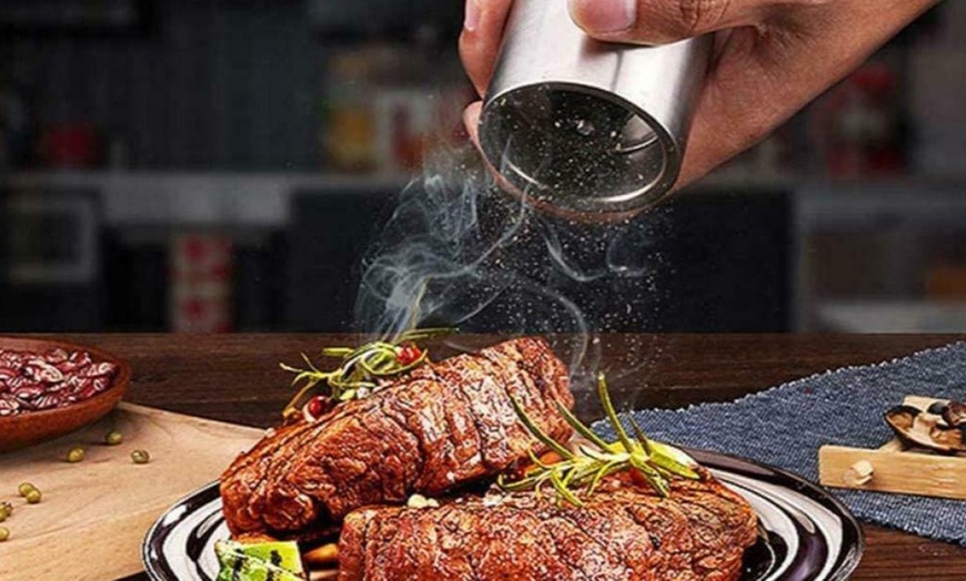 Image 3: Two-in-One Stainless Steel Adjustable Salt and Pepper Grinder